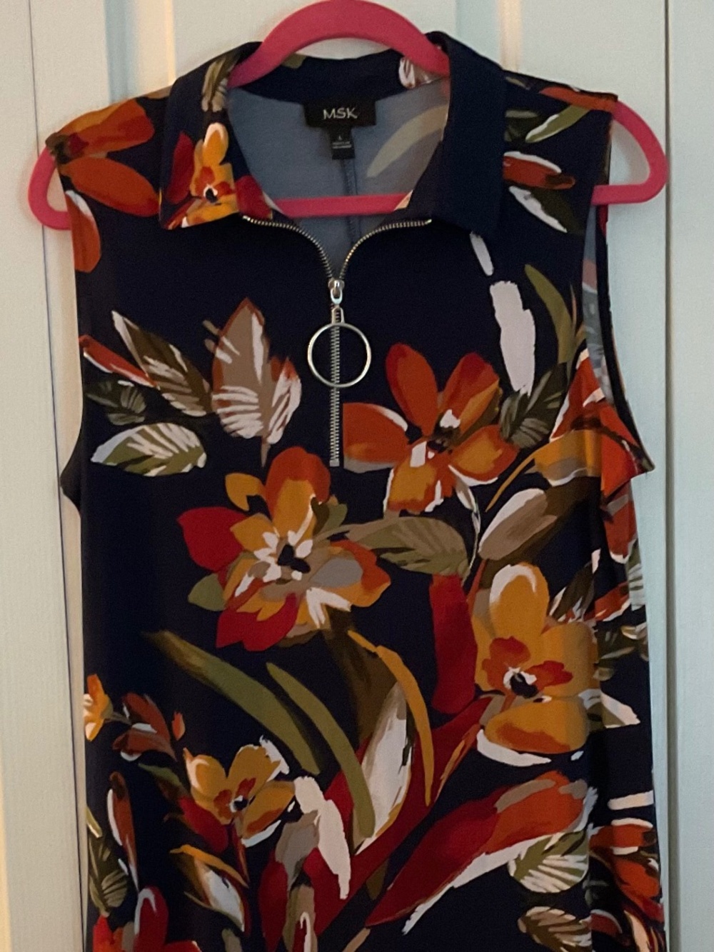 MSK Women’s Dress size Large Navy Blue Floral